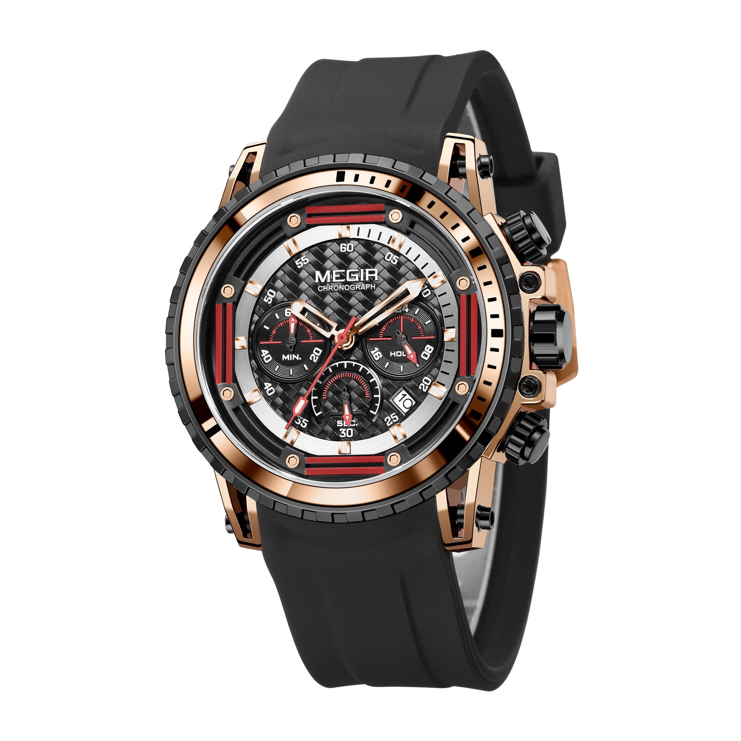 MEGIR Men's Sports Military Watches Fashion Luxury Quartz Wristwatch Silicone Strap Waterproof Chronograph Luminous Male Clock