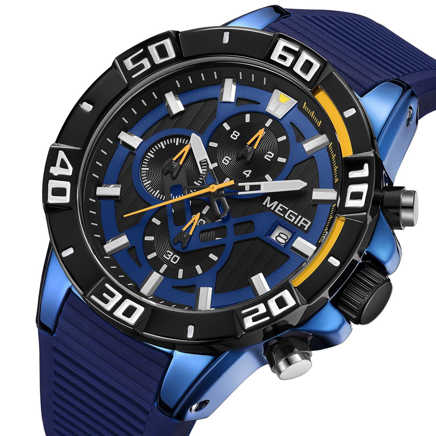 MEGIR Men Wristwatch Top Brand Luxury Silicone Strap Sport Watches Waterproof Luminous Quartz Clock Chronograph Reloj Hombre