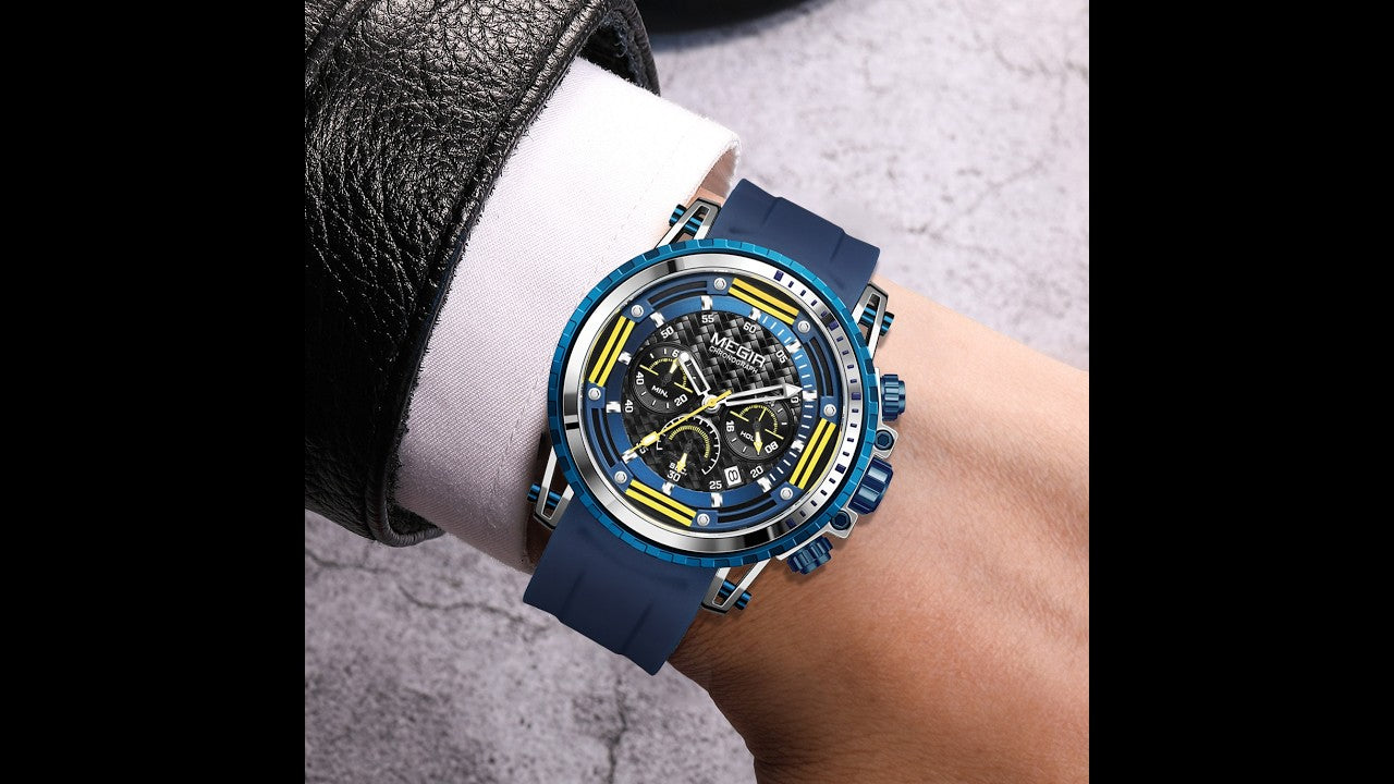 MEGIR Men's Sports Military Watches Fashion Luxury Quartz Wristwatch Silicone Strap Waterproof Chronograph Luminous Male Clock