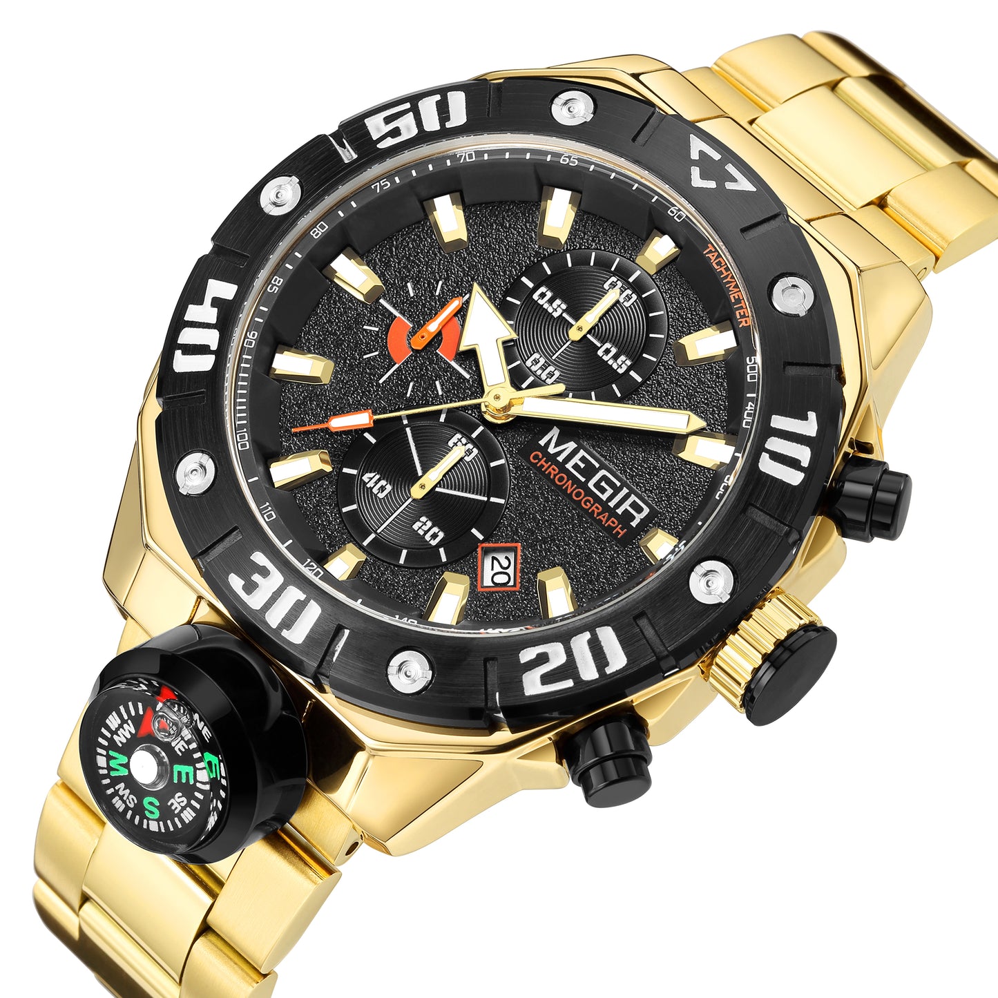 MEGIR Watch Top Brand Luxury Business Quartz Watches Chronograph Stainless Steel Calendar Luminous Clock WristWatch Montre Homme