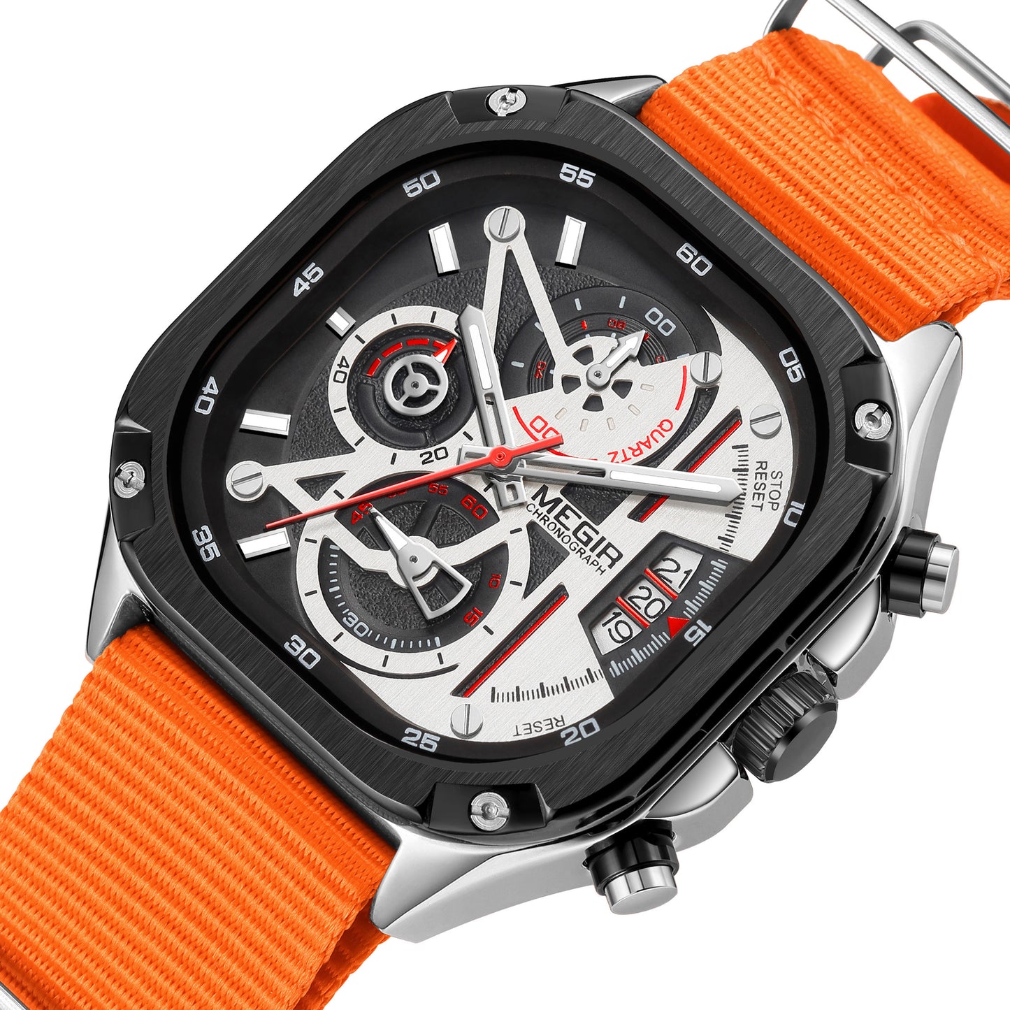 MEGIR Luxury Mens Stainless Steel Watches Fashion Brand Business Quartz Wristwatch Date Luminous Man Chronograph Casual Clock