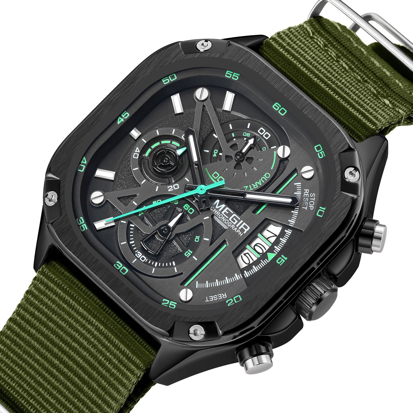 MEGIR Luxury Mens Stainless Steel Watches Fashion Brand Business Quartz Wristwatch Date Luminous Man Chronograph Casual Clock