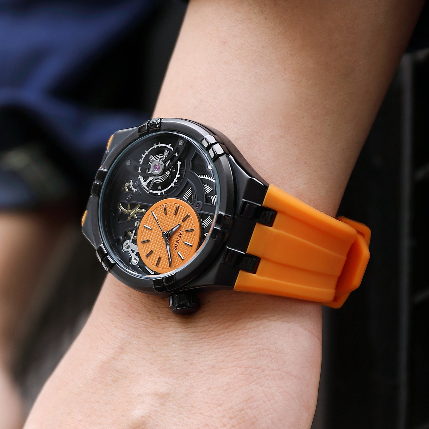 MEGIR Luxury Brand Men Watch Waterproof Quartz Sport Wristwatch Luminous Hands Hollow Casual Silicone Clock Relogio Masculino