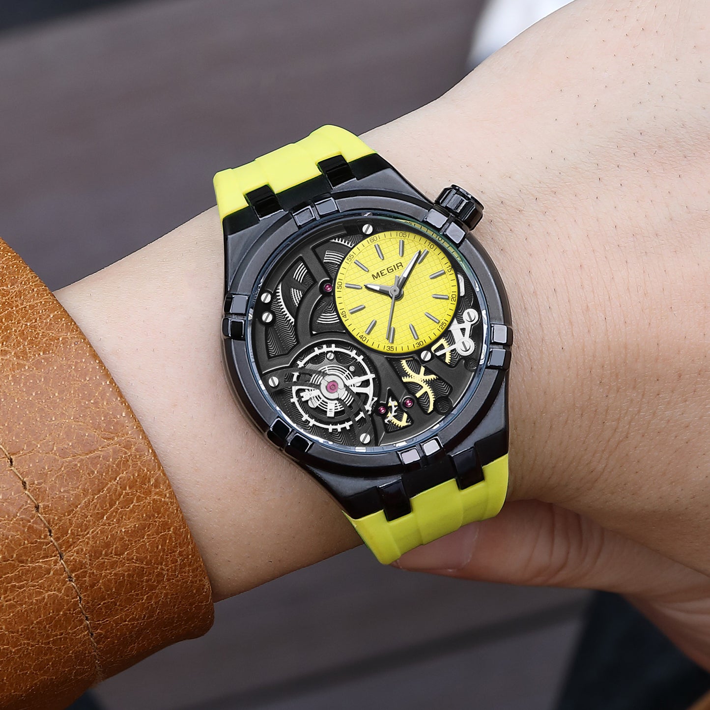 MEGIR Luxury Brand Men Watch Waterproof Quartz Sport Wristwatch Luminous Hands Hollow Casual Silicone Clock Relogio Masculino