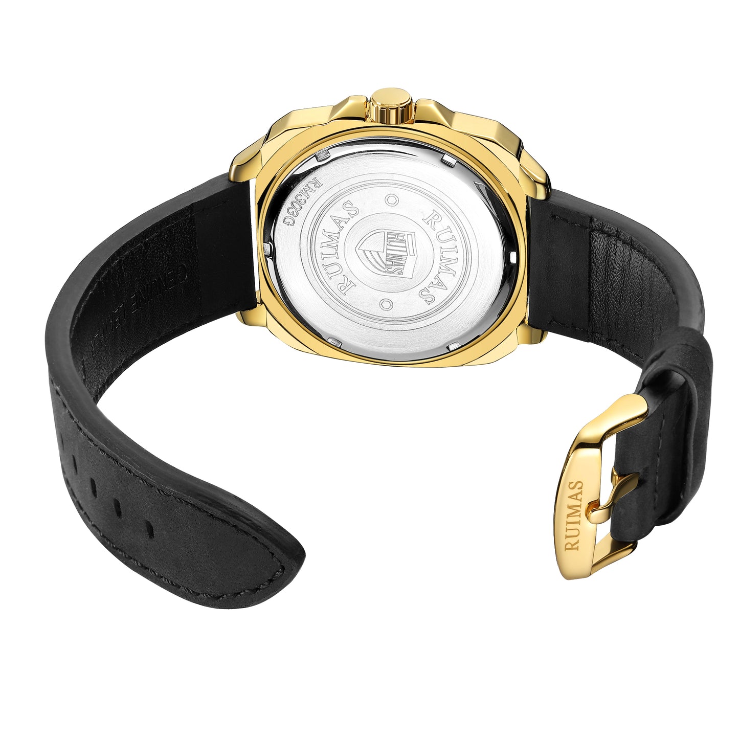 RUIMAS Top Brand Fashion Sports Quartz Wrist Watches for Men Waterproof Luminous Leather Band Relogio Masculino with Auto Date