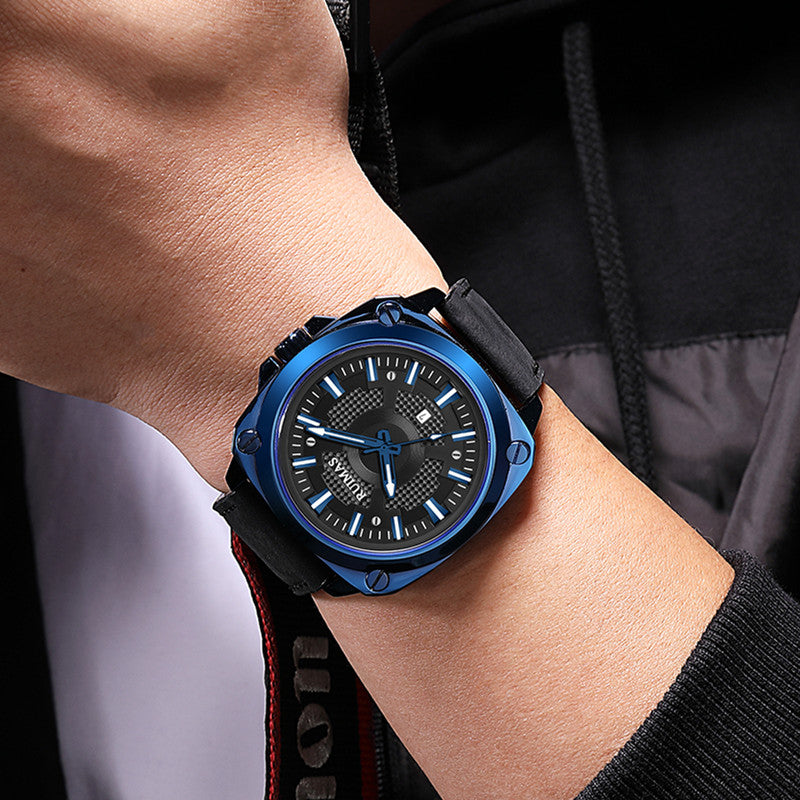 RUIMAS Top Brand Fashion Sports Quartz Wrist Watches for Men Waterproof Luminous Leather Band Relogio Masculino with Auto Date