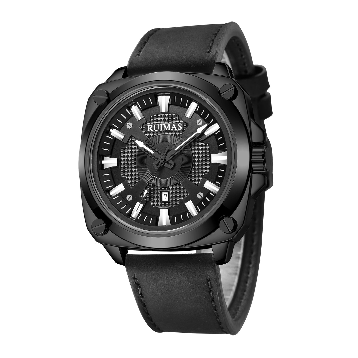 RUIMAS Top Brand Fashion Sports Quartz Wrist Watches for Men Waterproof Luminous Leather Band Relogio Masculino with Auto Date