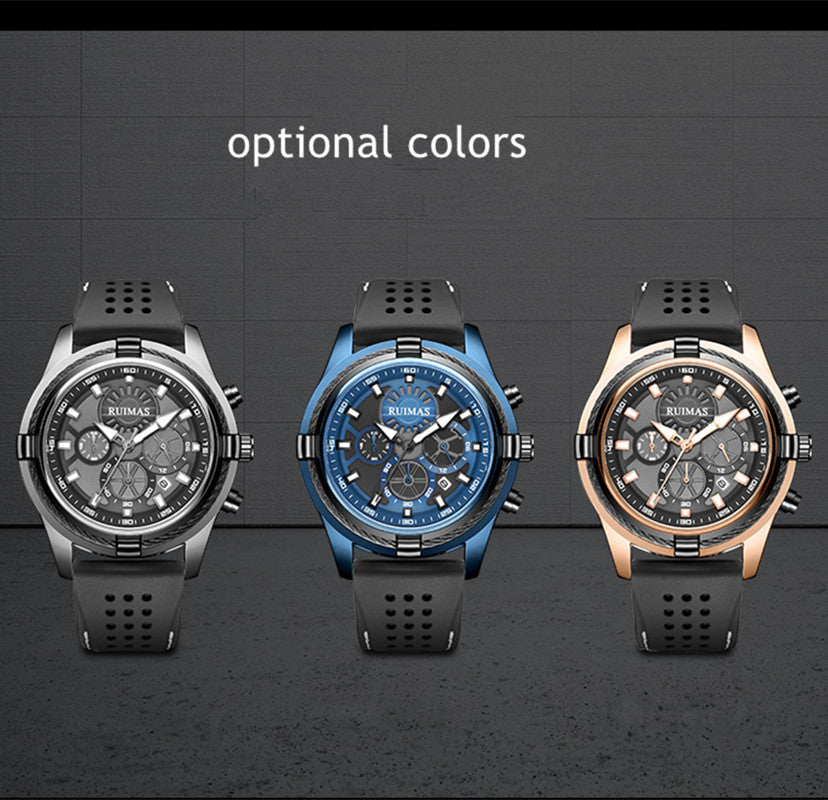 RUIMAS Top Luxury Quartz Wristwatches Men Silicone Large Dial  Military Sports Watches Waterproof Luminous Date Reloj Hombre