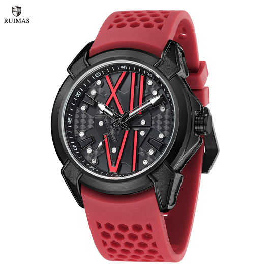 RUIMAS Men Sport Watches Top Brand Quartz Watch Waterproof Wristwatch Silicone Strap Clock Chronograph Relogio Masculino 332
