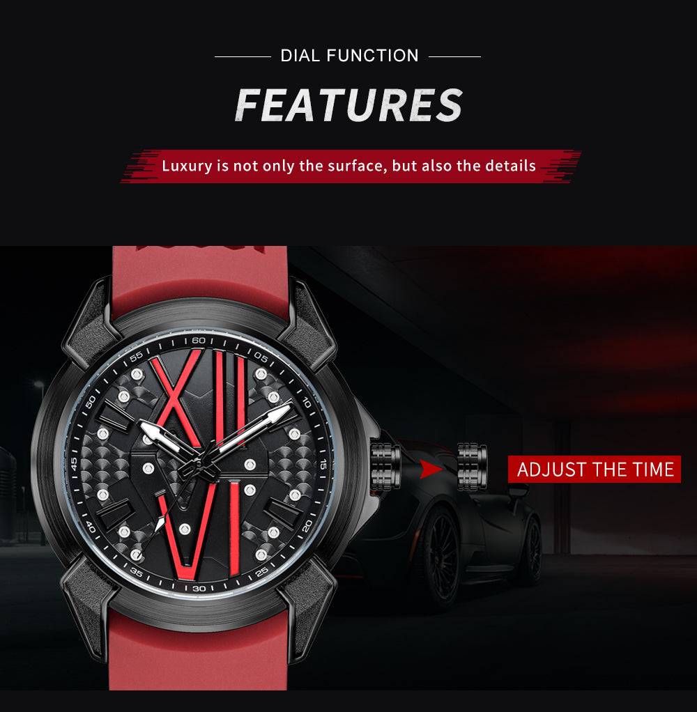 RUIMAS Men Sport Watches Top Brand Quartz Watch Waterproof Wristwatch Silicone Strap Clock Chronograph Relogio Masculino 332