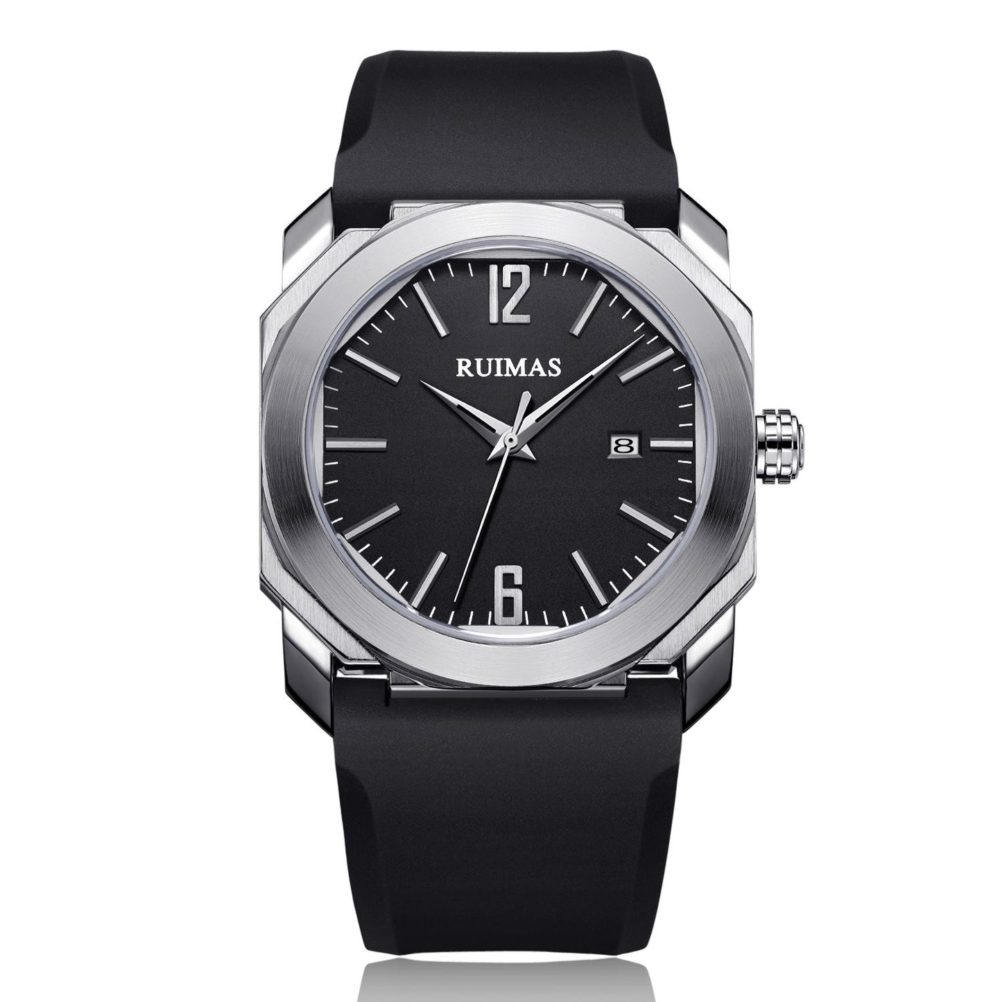 RUIMAS Luxury Silicone Band Quartz Sport Watches for Men Waterproof Calendar Casual Large Dial Wristwatch Clock Montre Homme