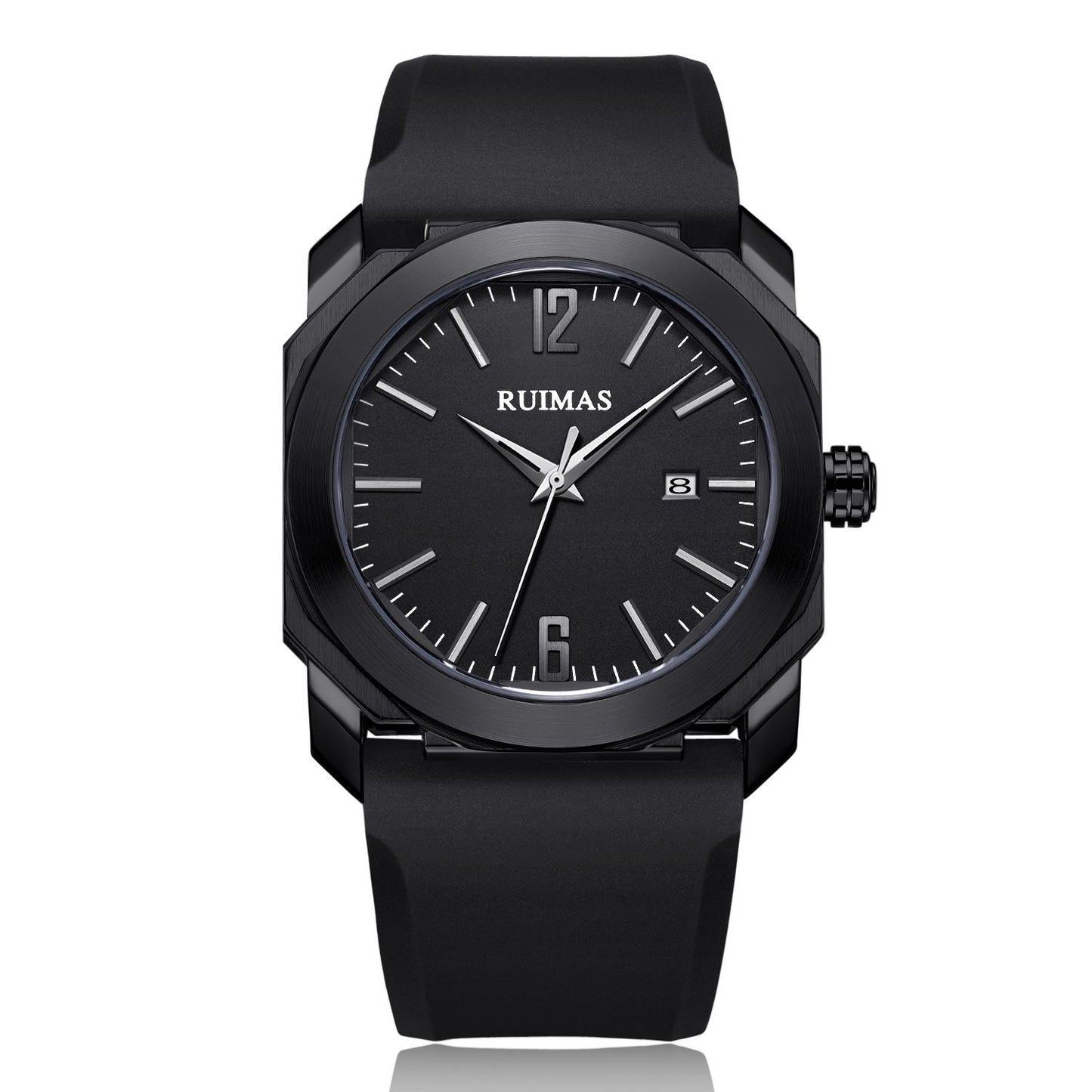 RUIMAS Luxury Silicone Band Quartz Sport Watches for Men Waterproof Calendar Casual Large Dial Wristwatch Clock Montre Homme