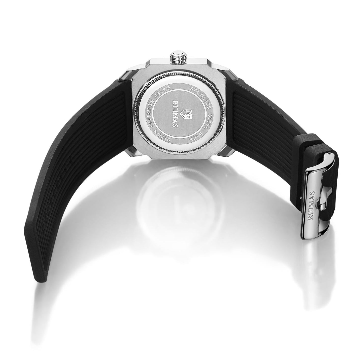 RUIMAS Luxury Silicone Band Quartz Sport Watches for Men Waterproof Calendar Casual Large Dial Wristwatch Clock Montre Homme