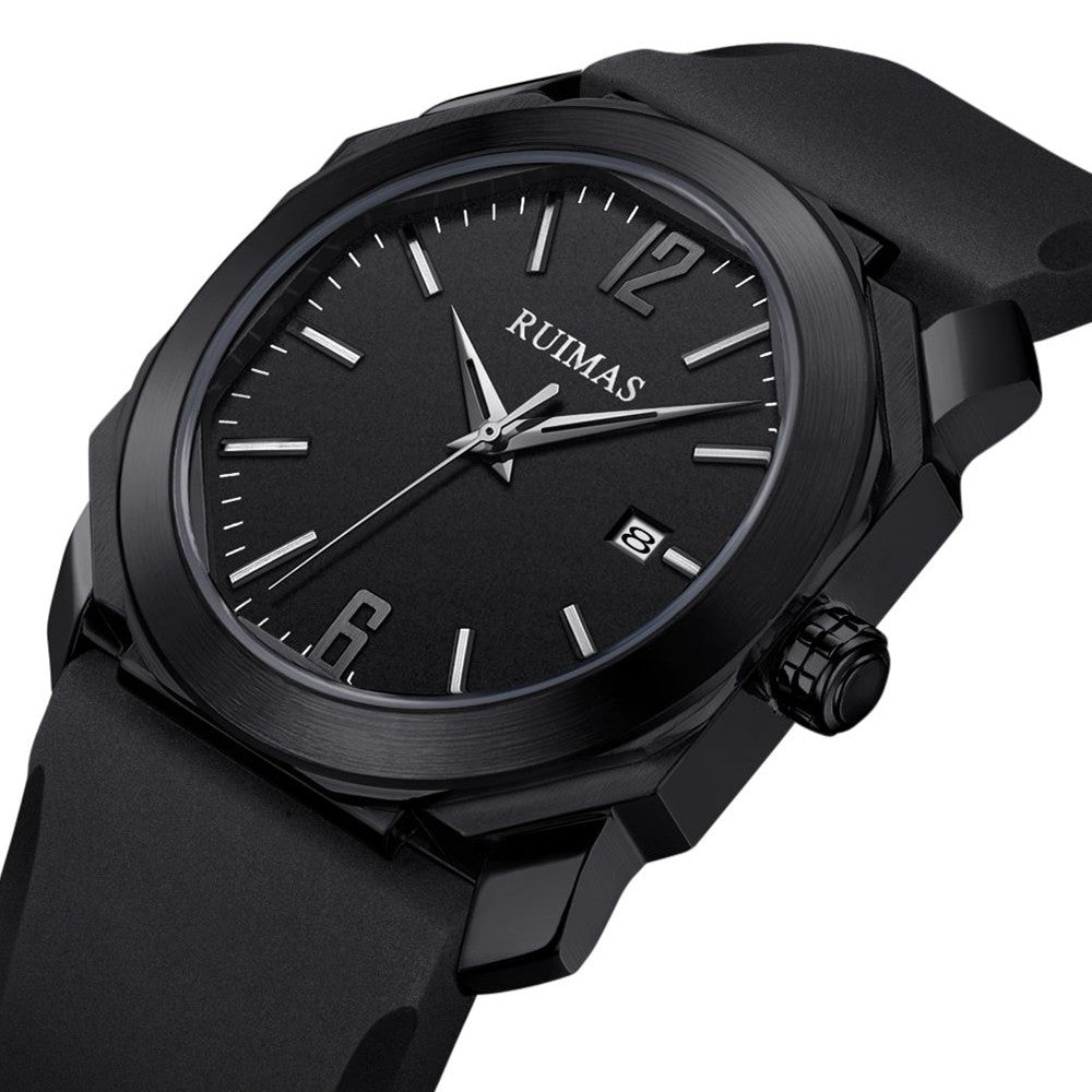 RUIMAS Luxury Silicone Band Quartz Sport Watches for Men Waterproof Calendar Casual Large Dial Wristwatch Clock Montre Homme