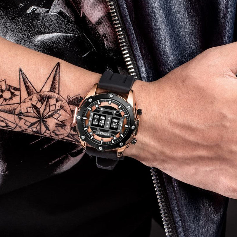 RUIMAS Mens Watches Roller Pointer Sports Quartz WristWatch Fashion  Luxury Silicone Strap Waterproof Relogio Masculino