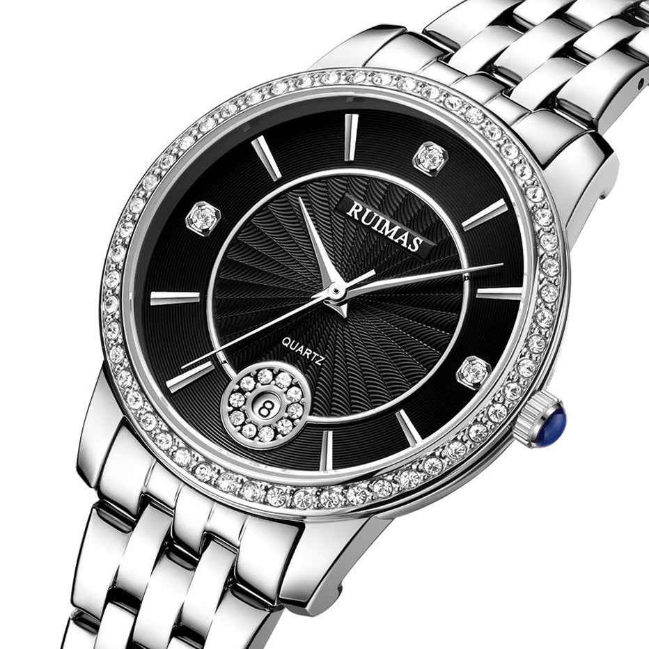 RUIMAS Luxury Women's Wrist Watch Top Brand Fashion Diamond Ladies Quartz Watches Stainless Steel Female Clock Reloj Mujer 556