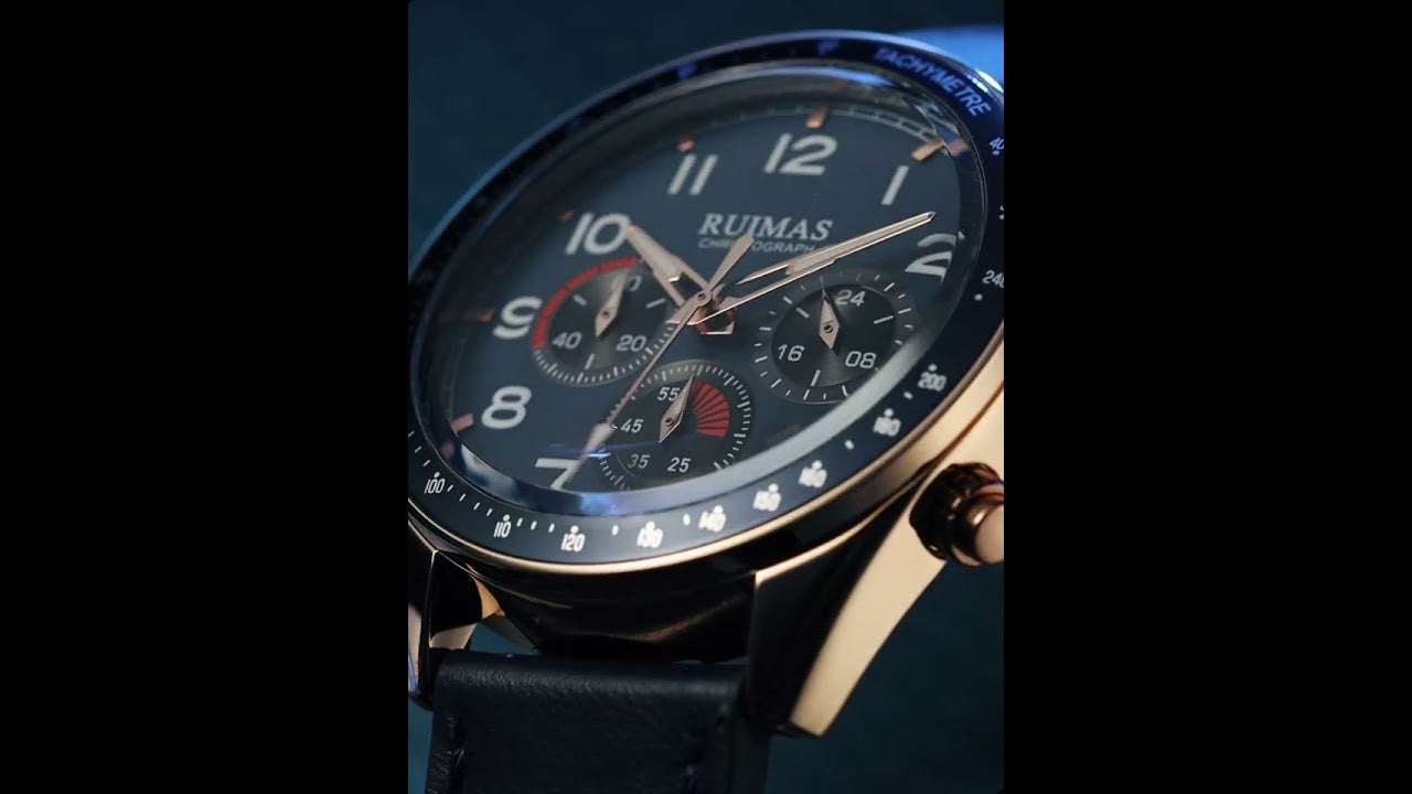 RUIMAS Luxury Brand Chronograph Watches for Men Fashion Leather Sports Military Wristwatch Luminous Clock Auto Date Reloj Hombre