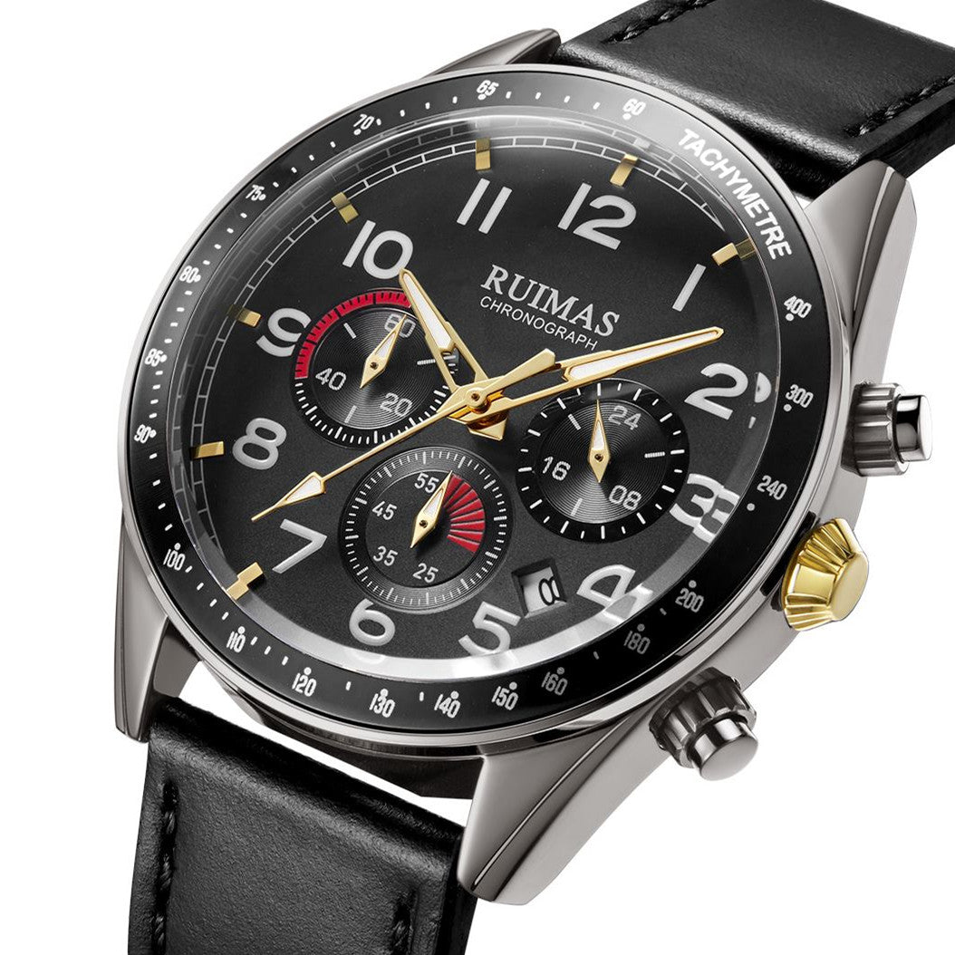 RUIMAS Luxury Brand Chronograph Watches for Men Fashion Leather Sports Military Wristwatch Luminous Clock Auto Date Reloj Hombre
