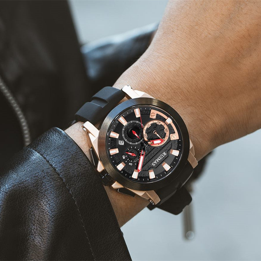 RUIMAS Relogio Masculino Luxury Silicone Band Large Dial Mens Sports Watch Waterproof Luminous Date WristWatch Quartz Clock