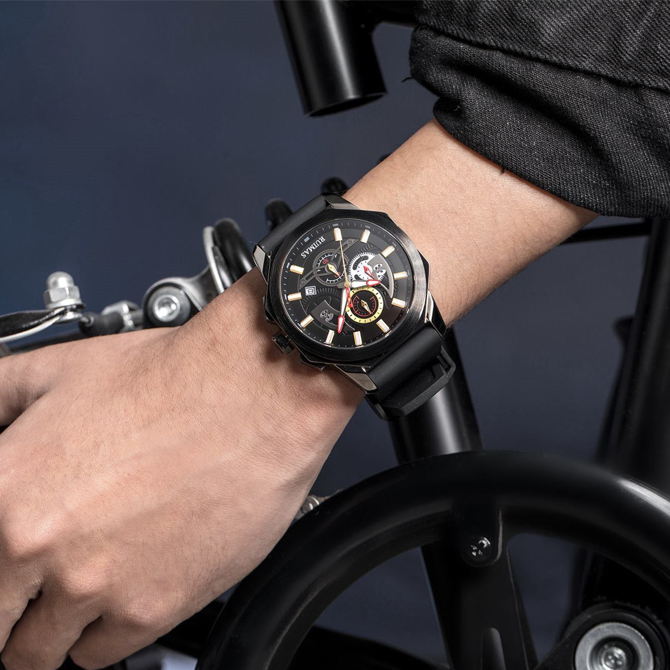 RUIMAS Sports Watches for Men Casual Luxury Quartz Wristwatch Calendar Luminous Silicone Chronograph Clock reloj hombre 581