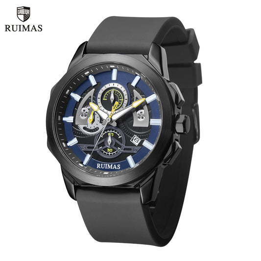 RUIMAS Sports Watches for Men Casual Luxury Quartz Wristwatch Calendar Luminous Silicone Chronograph Clock reloj hombre 581