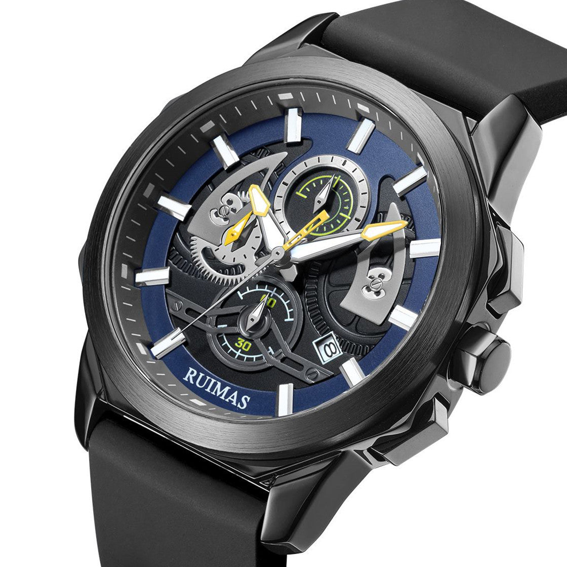 RUIMAS Sports Watches for Men Casual Luxury Quartz Wristwatch Calendar Luminous Silicone Chronograph Clock reloj hombre 581