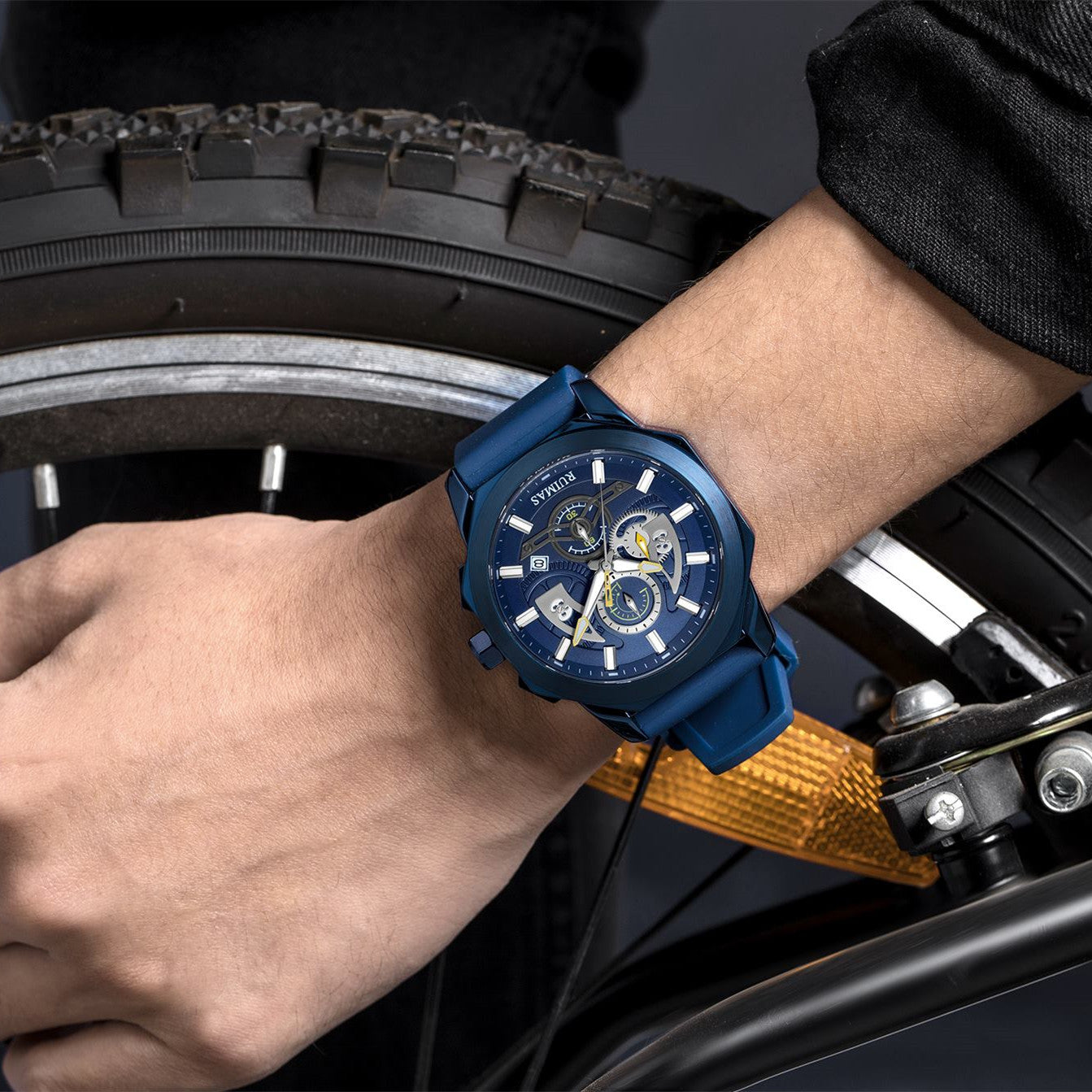 RUIMAS Sports Watches for Men Casual Luxury Quartz Wristwatch Calendar Luminous Silicone Chronograph Clock reloj hombre 581