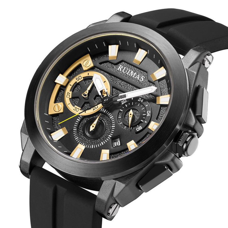 RUIMAS Relogio Masculino Luxury Silicone Band Large Dial Mens Sports Watch Waterproof Luminous Date WristWatch Quartz Clock