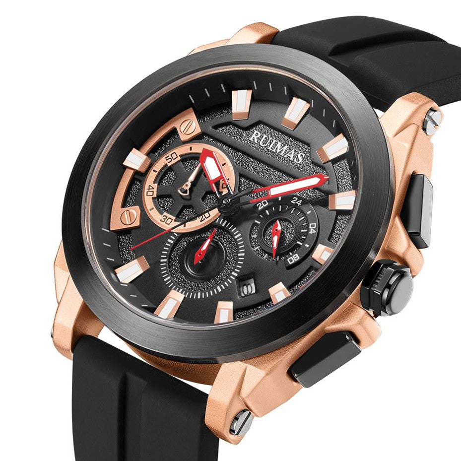 RUIMAS Relogio Masculino Luxury Silicone Band Large Dial Mens Sports Watch Waterproof Luminous Date WristWatch Quartz Clock