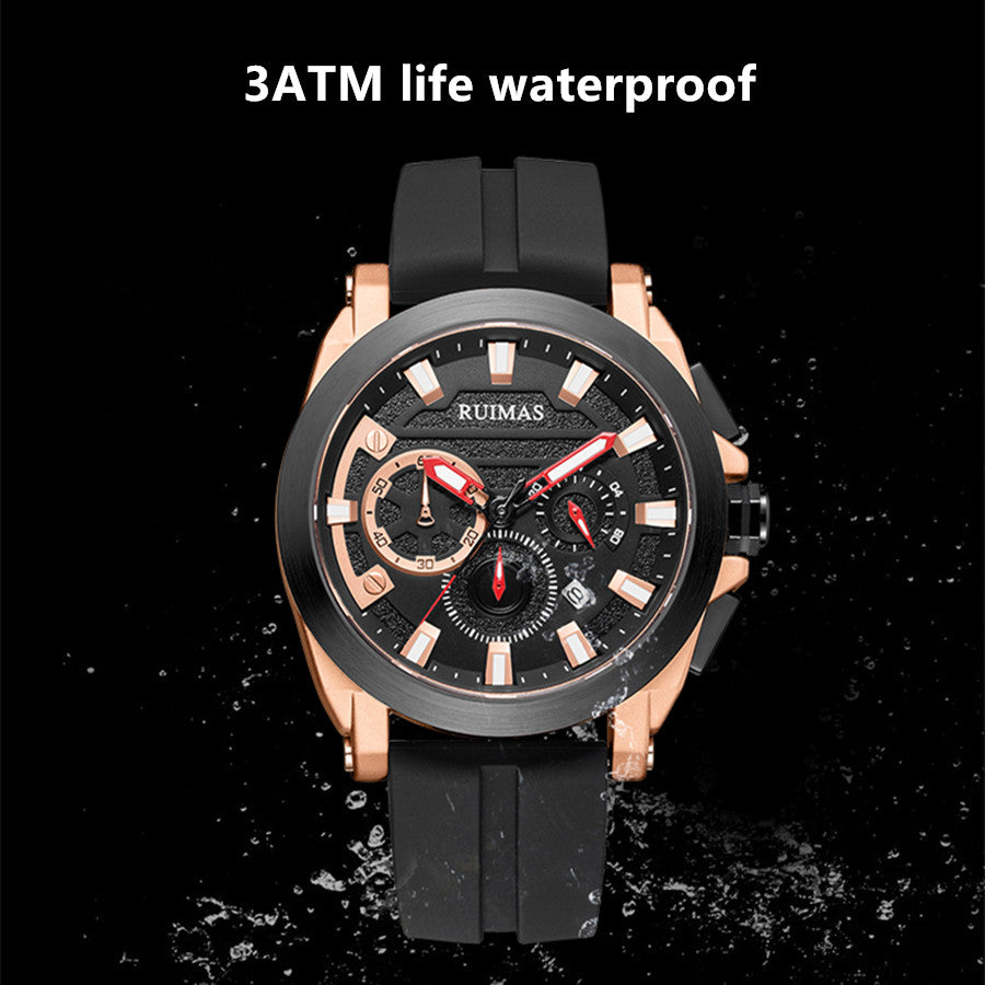 RUIMAS Relogio Masculino Luxury Silicone Band Large Dial Mens Sports Watch Waterproof Luminous Date WristWatch Quartz Clock