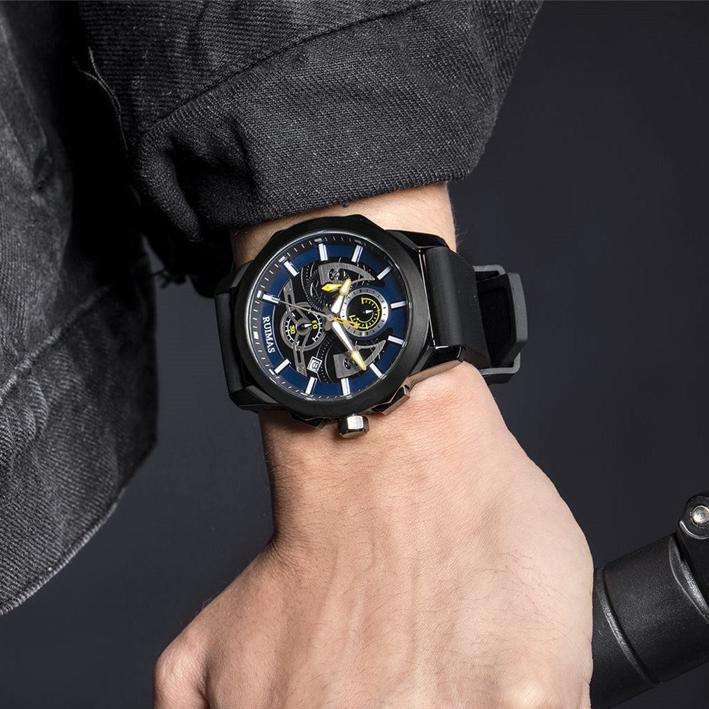 RUIMAS Sports Watches for Men Casual Luxury Quartz Wristwatch Calendar Luminous Silicone Chronograph Clock reloj hombre 581