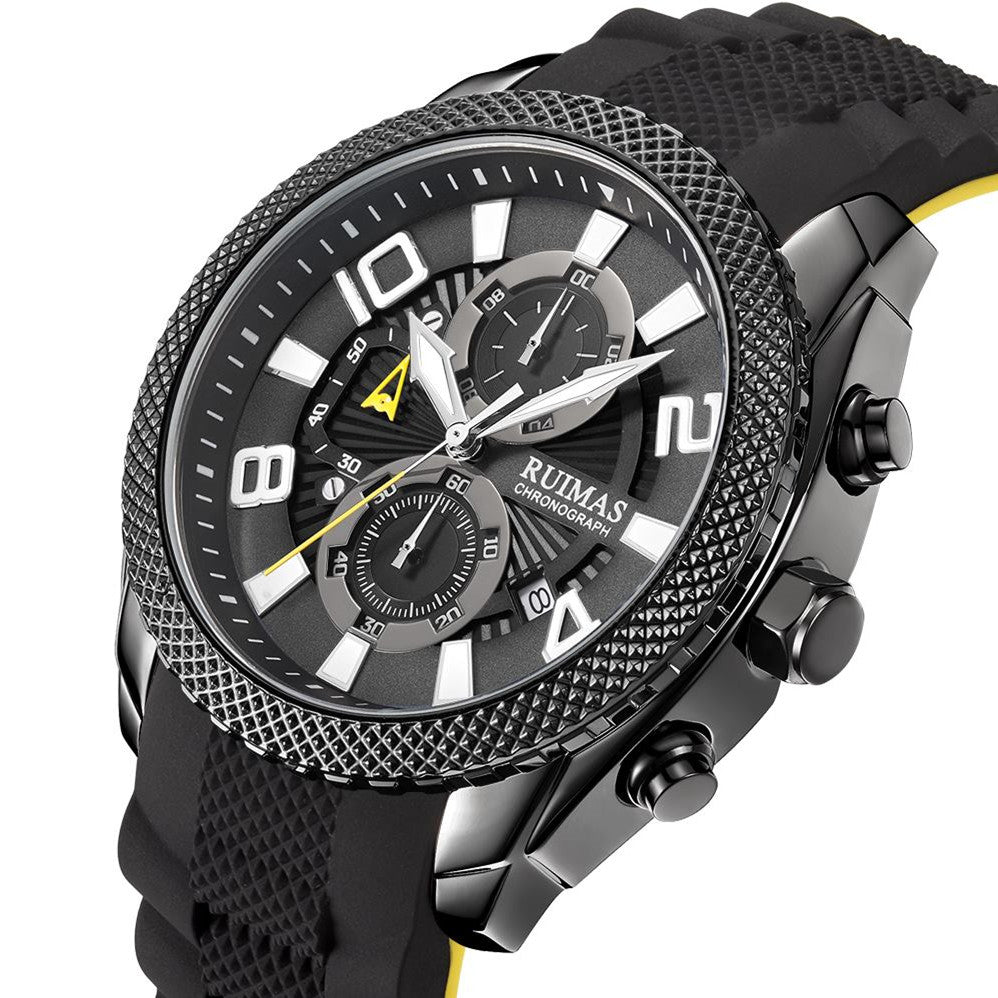 RUIMAS Fashion Watches for Men Luxury Large Dial Quartz Sports Chronograph Clock Luminous Date Casual WristWatch Reloj Hombre
