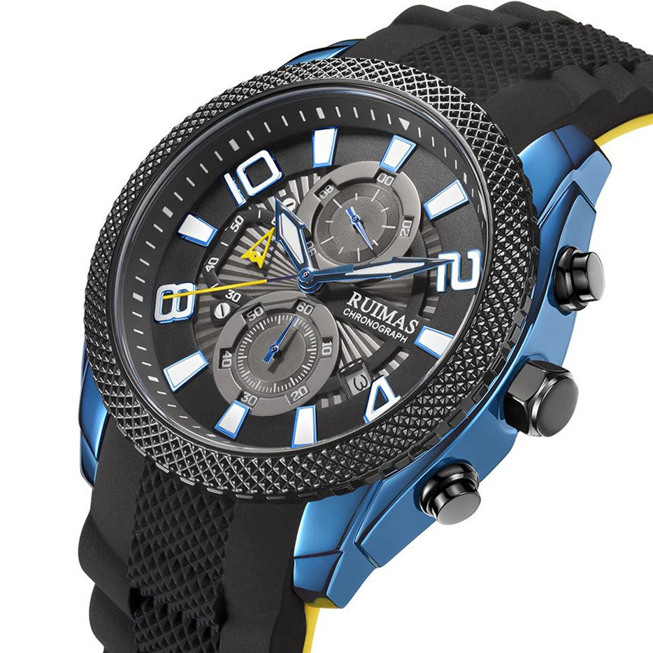 RUIMAS Fashion Watches for Men Luxury Large Dial Quartz Sports Chronograph Clock Luminous Date Casual WristWatch Reloj Hombre