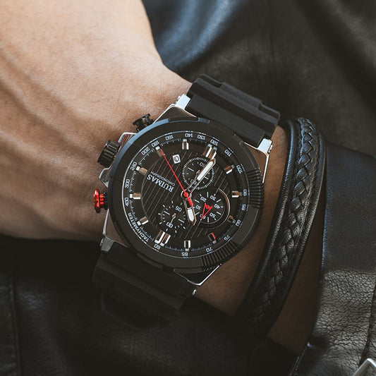 RUIMAS Relogio Masculino Luxury Mens Watches Silicone Strap Quartz Sports Wristwatch Luminous Hands Clock Chronograph Auto Date