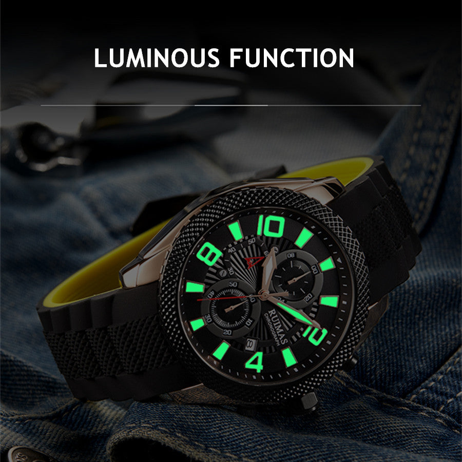 RUIMAS Fashion Watches for Men Luxury Large Dial Quartz Sports Chronograph Clock Luminous Date Casual WristWatch Reloj Hombre