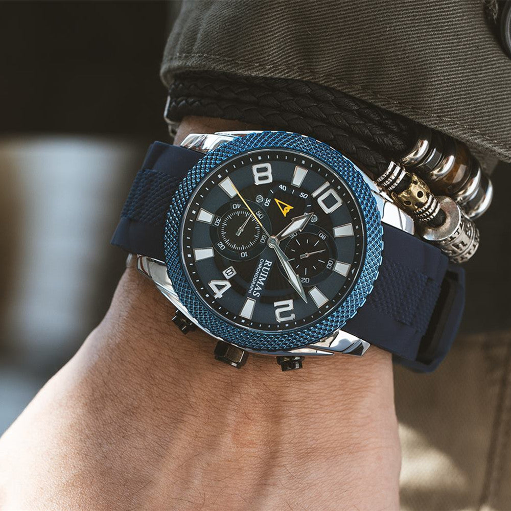 RUIMAS Fashion Watches for Men Luxury Large Dial Quartz Sports Chronograph Clock Luminous Date Casual WristWatch Reloj Hombre