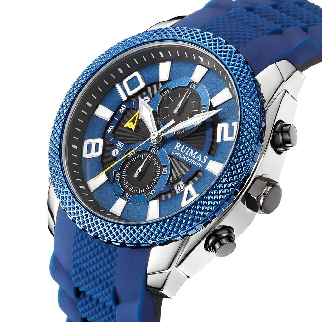 RUIMAS Fashion Watches for Men Luxury Large Dial Quartz Sports Chronograph Clock Luminous Date Casual WristWatch Reloj Hombre