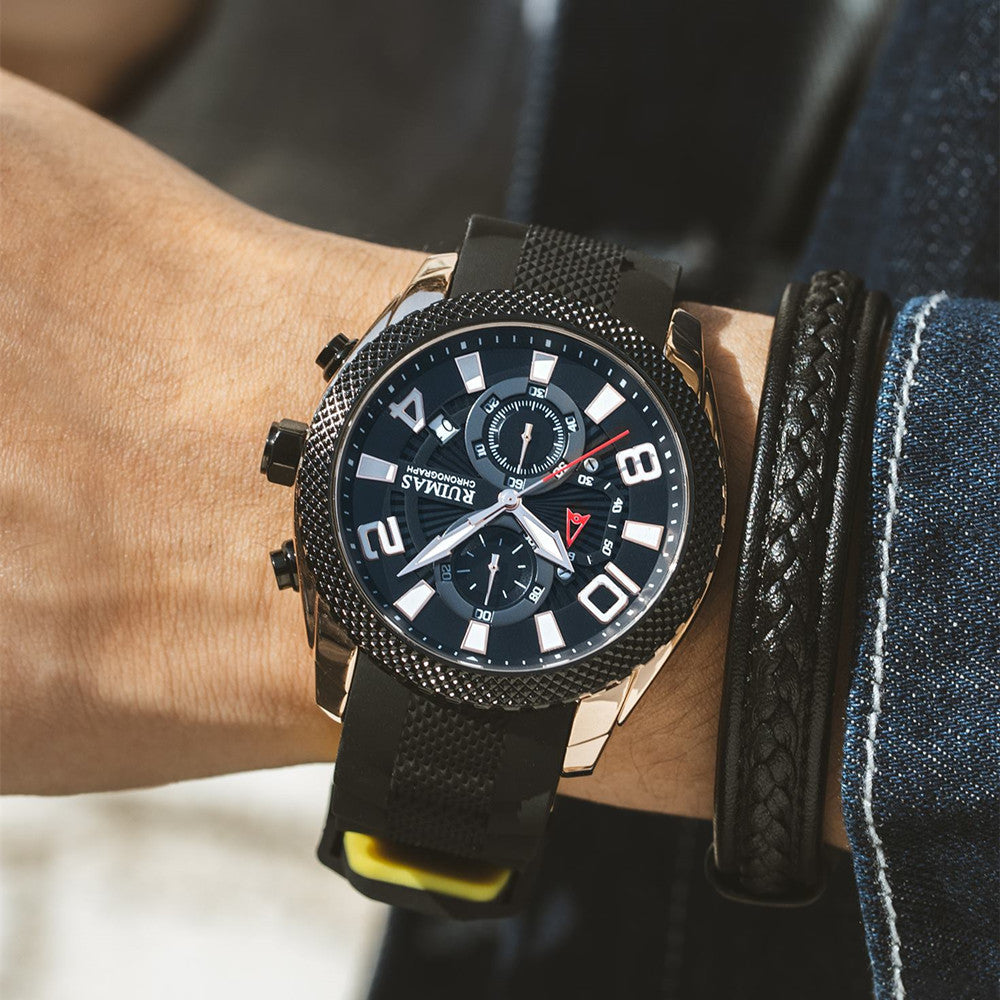 RUIMAS Fashion Watches for Men Luxury Large Dial Quartz Sports Chronograph Clock Luminous Date Casual WristWatch Reloj Hombre