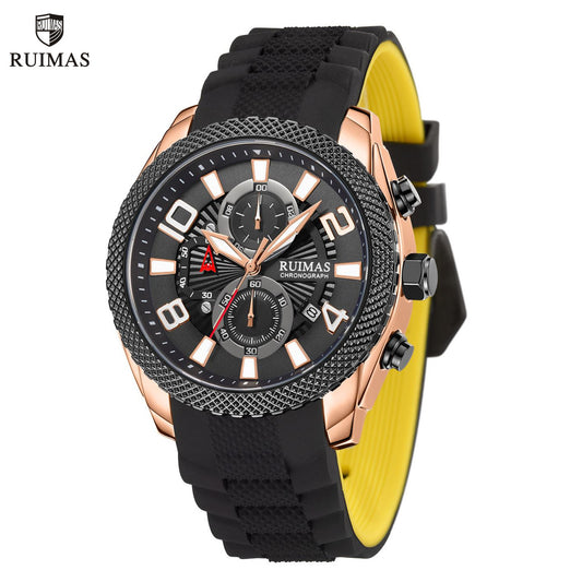 RUIMAS Fashion Watches for Men Luxury Large Dial Quartz Sports Chronograph Clock Luminous Date Casual WristWatch Reloj Hombre