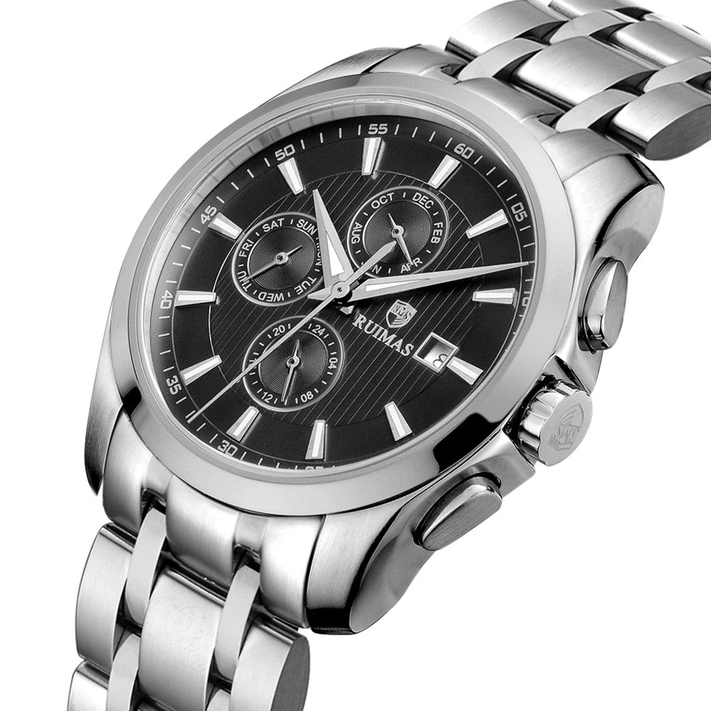 RUIMAS Stainless Steel Band Business Casual Watch for Men Waterproof Luxury Automatic Mechanical Wrist Watches Relogio Masculino