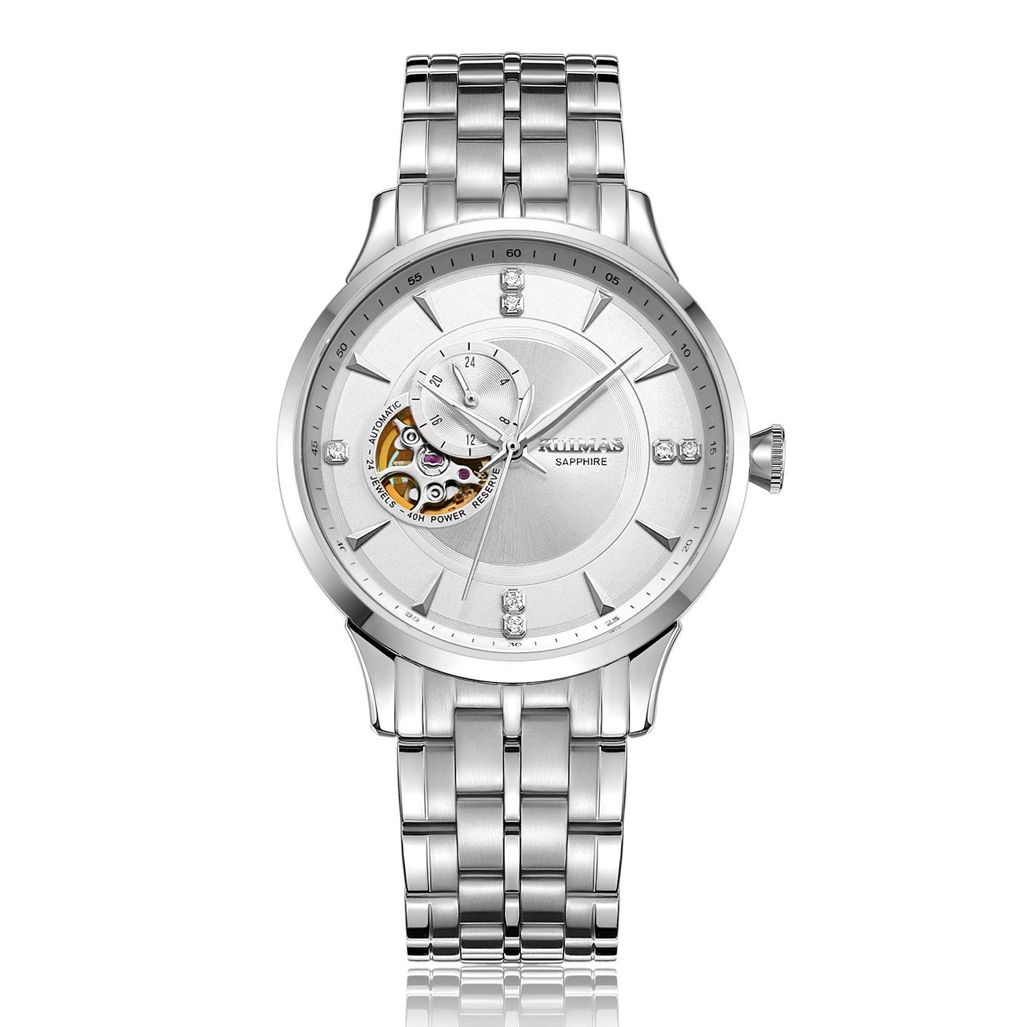RUIMAS Gold Men Watch Luxury Stainless Steel Automatic Mechanical Watches Sapphire Glass Waterproof Wristwatch Relogio Masculino