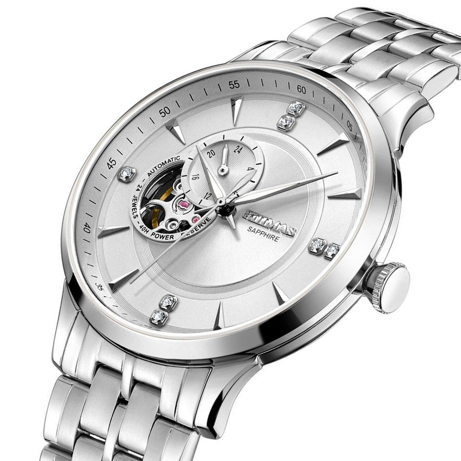 RUIMAS Gold Men Watch Luxury Stainless Steel Automatic Mechanical Watches Sapphire Glass Waterproof Wristwatch Relogio Masculino
