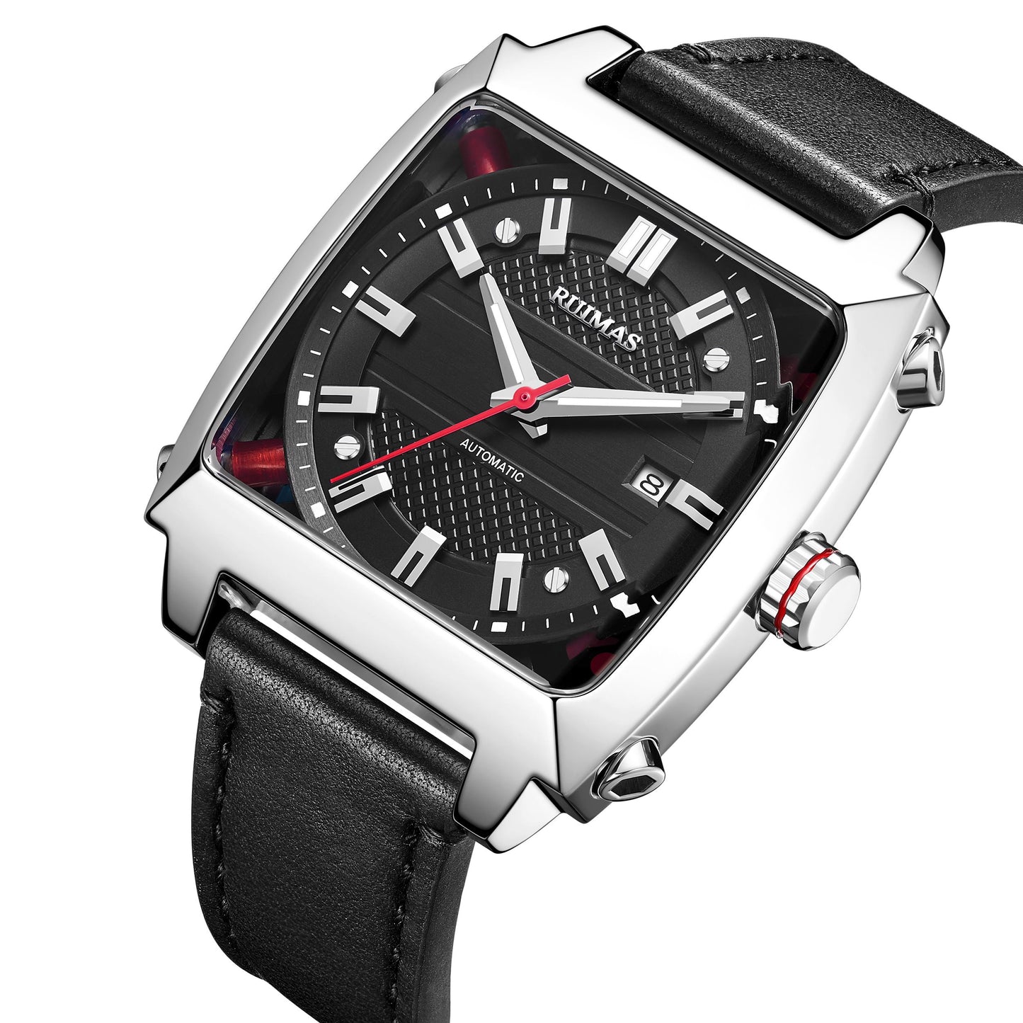 RUIMAS Men's Watches Luxury Automatic Mechanical Wrist Watches Calendar Sapphire Leather Chronograph for Man Reloj Hombre 6763