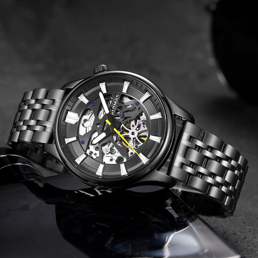 RUIMAS Men's Watch Stainless Steel Automatic Mechanical Wristwatches Luxury Business Man Watches 5ATM Luminous Male Clock 6770