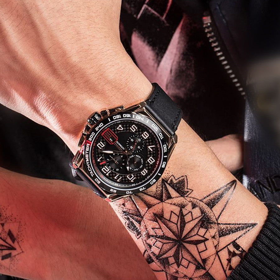 RUIMAS Luxury Men Watches Automatic Mechanical Watch Fashion Sport Casual Wristwatch Leather Strap Luminous Date Male Clock 6771