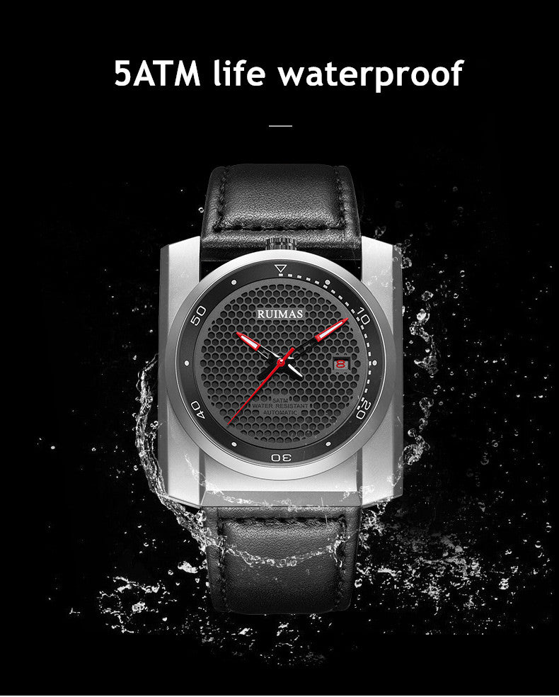RUIMAS Luxury Men Watches Automatic Mechanical Wrist Watch for Mens Fashion Leather Business Casual Clock Montre Homme 6775