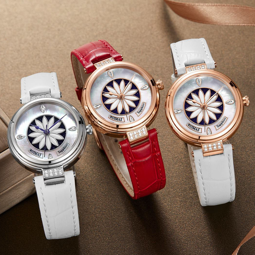 RUIMAS Women's Watch Automatic Mechanical Watches Sapphire Ladies Clock Top Brand Luxury Fashion Female Wristwatch Leather 6776