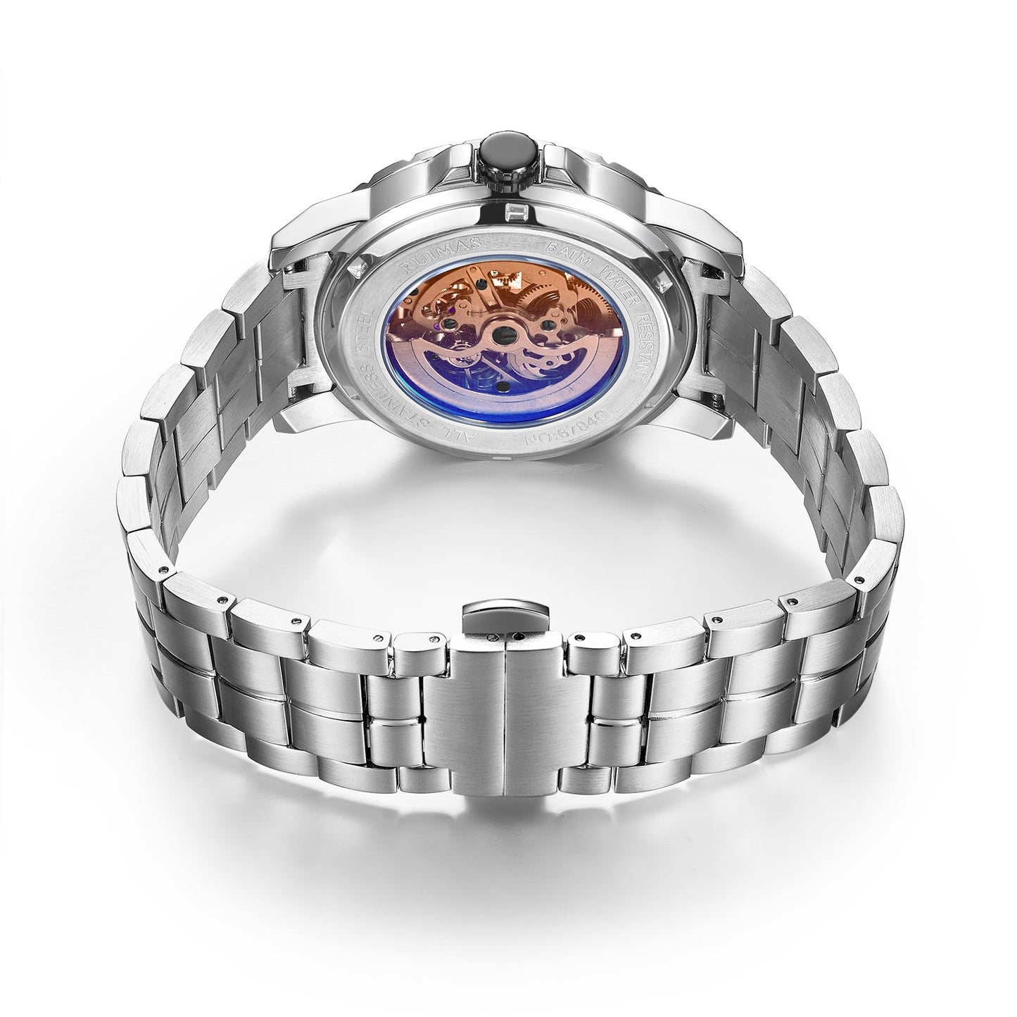 RUIMAS Men Mechanical Watch Luxury Automatic Stainless Steel Bracelet Wristwatches 5ATM Waterproof Clock Relogio Masculino