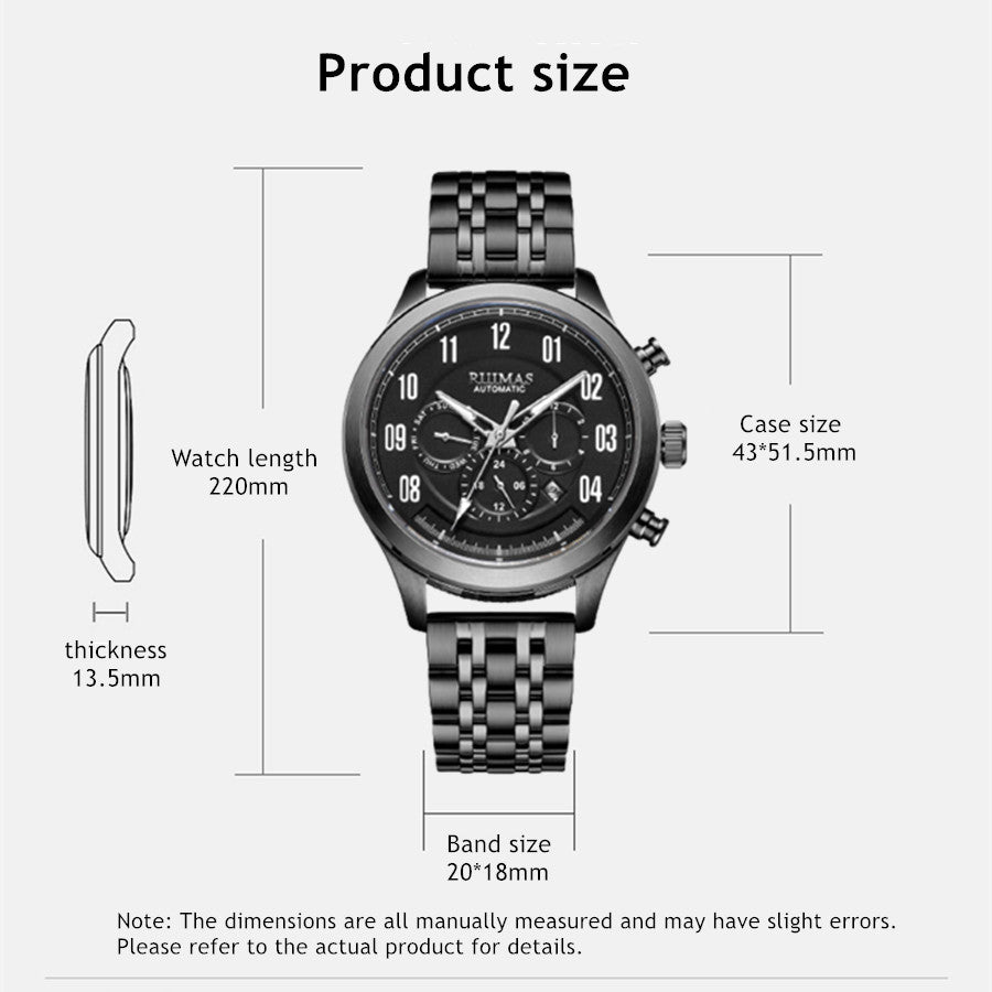 RUIMAS Watch Men Automatic Mechanical Watches Stainless Steel Luminous Business Wristwatch Top Brand Luxury Male Clock 6785
