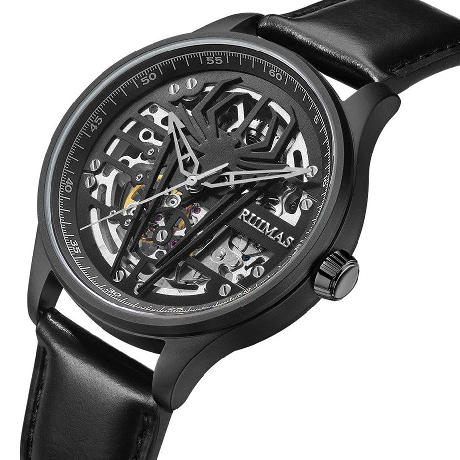 RUIMAS Mens Watches Leather Sports Watches Men's Army Military Wrist Watch Automatic Mechanical Male Clock Reloj Hombre 6787